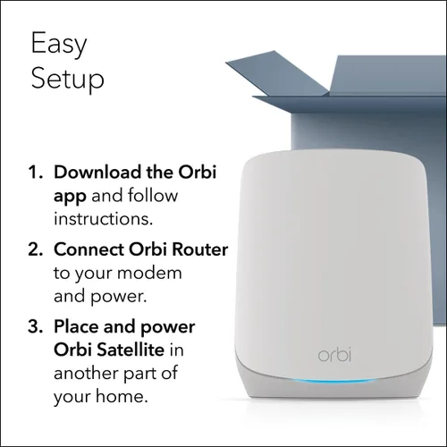 Vista 7 de NETGEAR Orbi Sistema de red de malla WiFi 6 de tres bandas para todo el hogar (RBK752P) - Router con 1 extensor de satélite, características