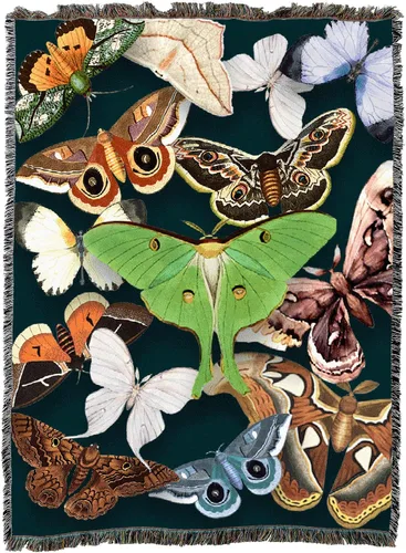 Vista 4 de Pure Country Weavers Manta de polillas esmeralda – Tapiz de regalo tejido de algodón – Fabricado en los Estados Unidos (72 x 54 pulgadas)