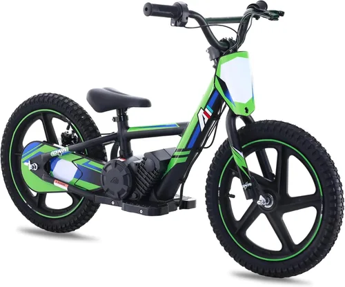 Vista 11 de Bicicleta eléctrica ligera AIII para niños, motocicleta eléctrica de 170/340W hasta 10/12MPH, batería desmontable de 24V, frenos duales operados a