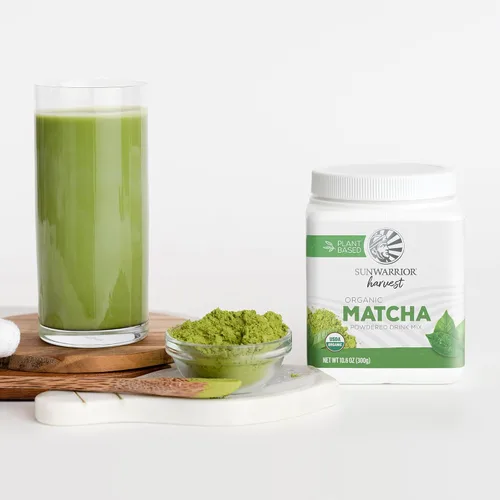 Vista 6 de Té verde matcha orgánico en polvo de grado culinario Matcha para batidos, hornear lattes, vegano, sin azúcar ni lácteos, 225 porciones Sunwarrior