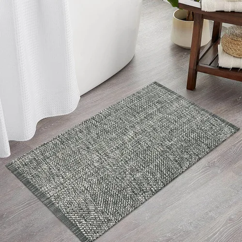 Vista 98 de LEEVAN Alfombra lavable para baño, alfombra tejida negra de 2 x 3 pies para entrada, alfombra de puerta delantera de algodón, alfombras pequeñas