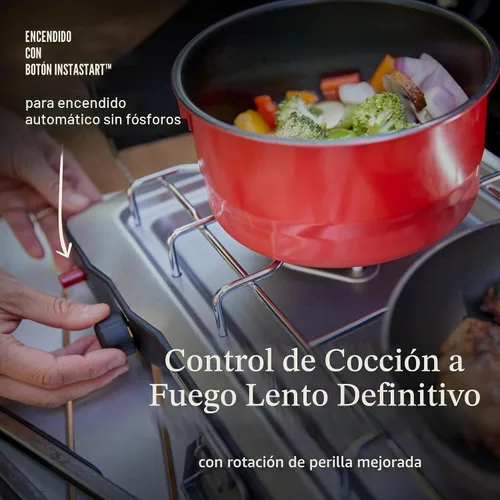 Vista 6 de Coleman Triton+ estufa de camping de propano de 2 hornillas con encendido InstaStart, estufa portátil de camping con 2 quemadores ajustables