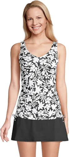 Vista 5 de Lands' End Traje de baño tankini largo resistente al cloro con cuello en V ajustable y tirantes ajustables