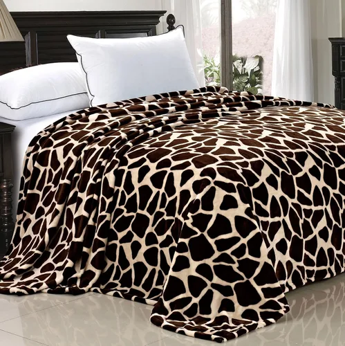 Vista 4 de Home Soft Things Manta de cama estilo safari animal, azul, tamaño individual