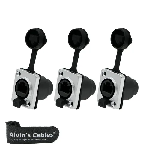 Vista 7 de Alvin's Cables 90 grados RJ45 interfaz impermeable zócalos conector IP65 Ethernet montaje en panel ángulo recto 3pcs RJ45 conector