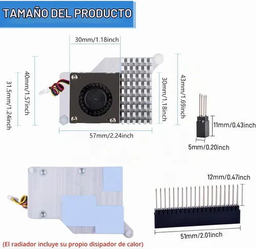Vista 4 de GeeekPi P30 PoE+ HAT para Raspberry Pi 5, con enfriador activo oficial Pi 5