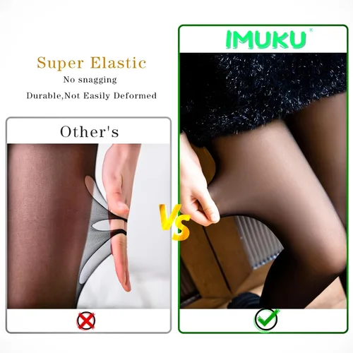 Vista 4 de Medias con forro polar para mujer, medias negras gruesas para invierno
