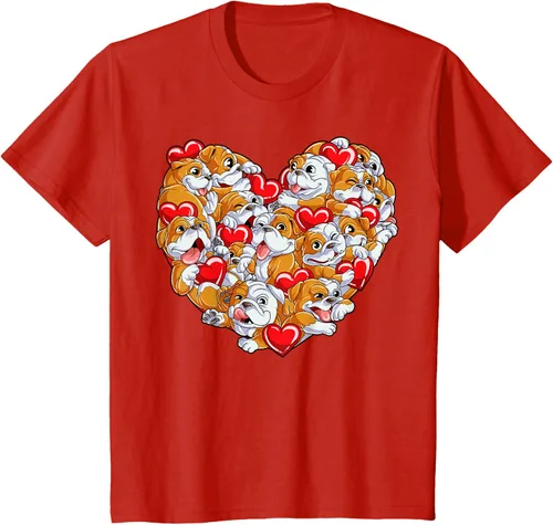 Vista 3 de Camiseta inglesa para el día de San Valentín con diseño de corazón y perro amante de los niños Negro