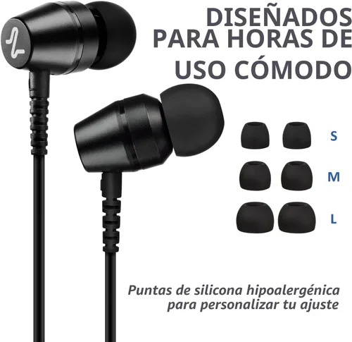 Vista 6 de LUDOS OMNITONE Auriculares con cable in-ear, 5 años de garantía, auriculares con micrófono, conector de 3.5 mm, auriculares con cable