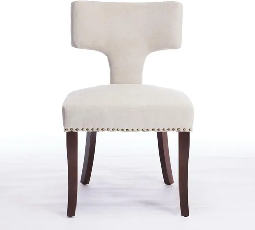 Vista 2 de Set of 2 Counter Height Bar Stools with Farmhouse Linen Upholstery, Curved Backrest Dining Chairs with Hardwood Frame for Kitchen Counter, Table &
