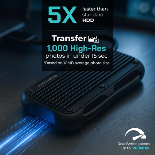 Vista 5 de Mercury SSD portátil externo 500GB 1000MB/s resistente a prueba de gotas de agua USB-C