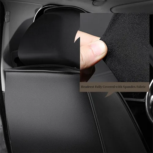 Vista 5 de Juego completo para 5 asientos, protectores de asiento de coche impermeables, transpirables, antideslizantes, de cuero, ajuste universal, para Negro