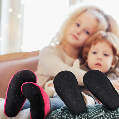 Vista 6 de SATINIOR 4 pares de calcetines antideslizantes para niños pequeños, calcetines de terciopelo coral, calcetines cálidos para bebés y niños pequeños