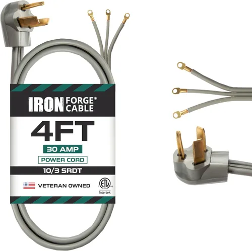 Vista 10 de Adaptador de enchufe para secadora de cable Iron Forge, 4 clavijas a 3 clavijas Cable STW 10/3, NEMA 14-30R a 10-30P, 30 Amp - Para salidas