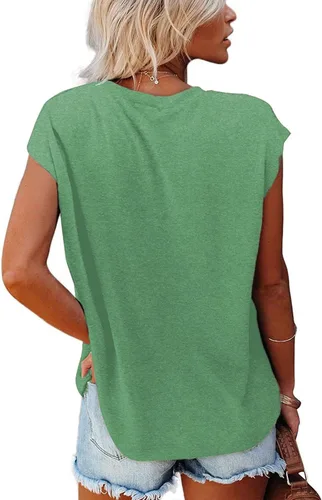 Vista 44 de CNFUFEN Camisetas de manga corta/larga para mujer, a la moda, casual, de verano, ligeras, sólidas, de moda