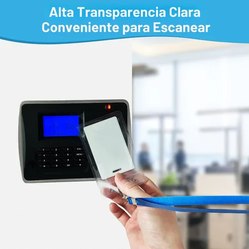 Vista 7 de ABEYATH Paquete de 10 portatarjetas de identificación extragruesos, resistente al agua, plástico transparente, PVC, bolsillo vertical resellable