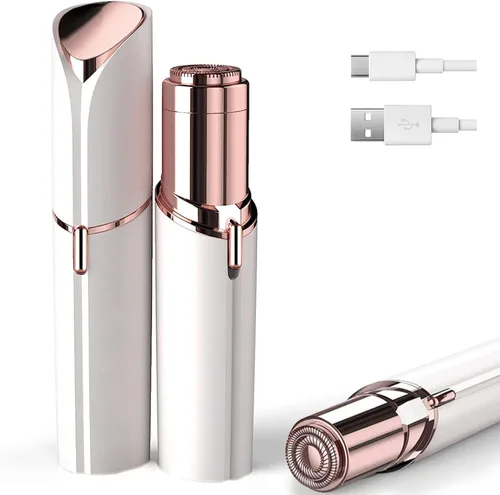 Vista 8 de Removedor de vello facial para mujer, dispositivo de depilación sin dolor portátil para mujer para labio, barbilla con USB recargable, oro rosa