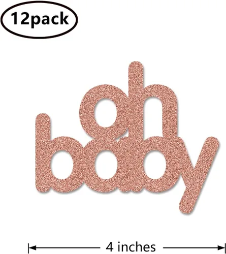Vista 2 de Palitos de centro de mesa de bebé de oro rosa, paquete de 12 decoraciones de doble cara para fiesta de baby shower