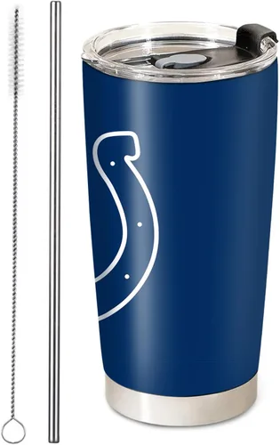 Vista 17 de Taza de fútbol aislada para café, vaso de viaje de acero inoxidable de 20oz con aislamiento al vacío, tapa y popote, tazas de café para bebidas