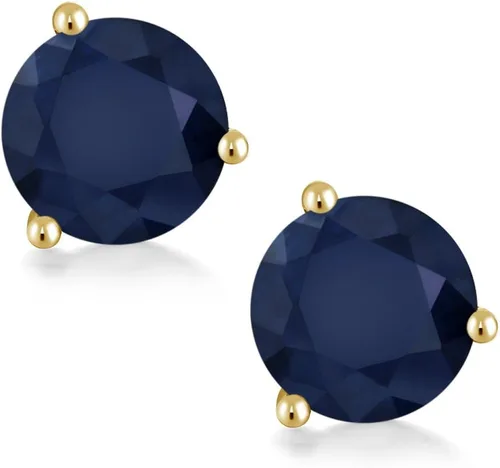 Vista 3 de Gem Stone King Aretes de oro de 14 quilates, 0.236 in, piedra natal redonda, Martini, 3 puntas, aretes de oro para mujer