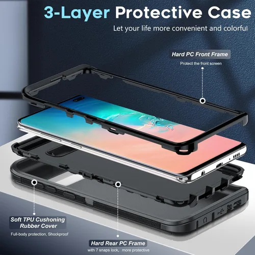 Vista 3 de LeYi Funda compatible con Galaxy S8 Plus: funda de protección 3 en 1 de cuerpo completo a prueba de golpes, de goma, resistente, resistente, a