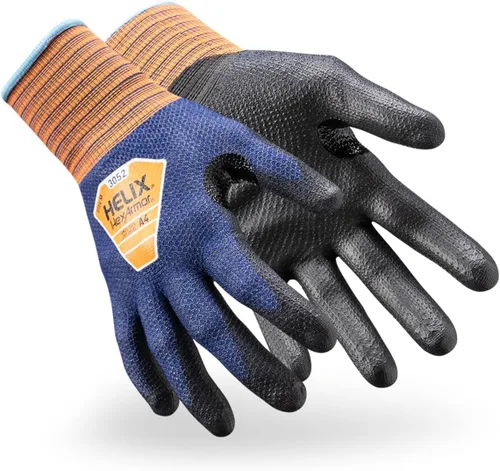Vista 9 de HexArmor Guantes de trabajo de punto de palma de poliuretano con protección contra impactos resistentes a cortes Helix® Core 3012 3012