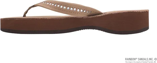 Vista 2 de Rainbow Sandals Cuña de piel de cuatro capas para mujer - Correa de 34" con cristales Swarovski