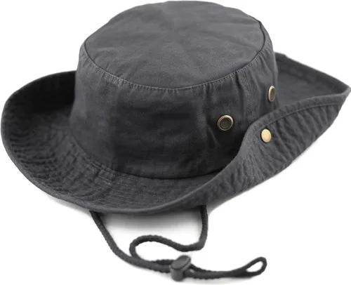 Vista 3 de The Hat Depot - Sombrero de safari, de algodón lavado a la piedra, de ala ancha, plegable, doble cara y sombrero de pesca