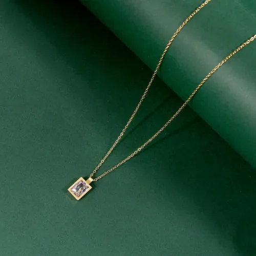 Vista 5 de Badu Collar de lágrima creada en oro de 18 quilates de 0.39 x 0.394 pulgadas para mujer, joyería de circonita cúbica solitaria, día de la madre