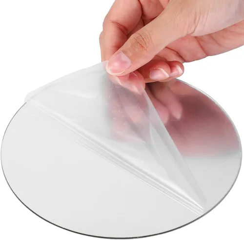 Vista 3 de Yerliker 96 calcomanías de acrílico extraíbles para pared, azulejos circulares redondos, calcomanías de pared de espejo hueco para decoración