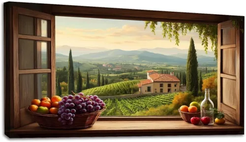 Vista 15 de Lienzo decorativo de 20 x 40 pulgadas, arte de pared de viñedo, paisaje, toscana, Italia, naturaleza, desierto, fotografía, cuadros enmarcados
