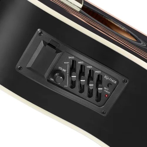 Vista 3 de Ashthorpe Paquete de guitarra acústico-eléctrica Dreadnought de tamaño completo - Maderas tonales premium - Negro
