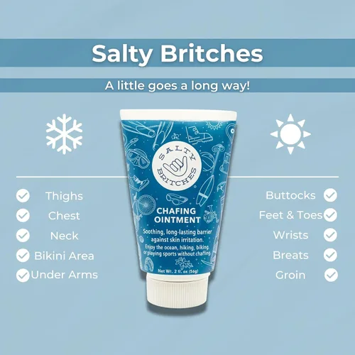 Vista 3 de Salty Britches Ungüento antirozaduras impermeable, gel de rozaduras, esenciales de media maratón, antirozaduras, equipo militar, esenciales