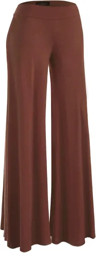 Vista 120 de Made By Johnny Pantalones palazzo elásticos de pierna ancha para mujer, lisos, casuales, cómodos