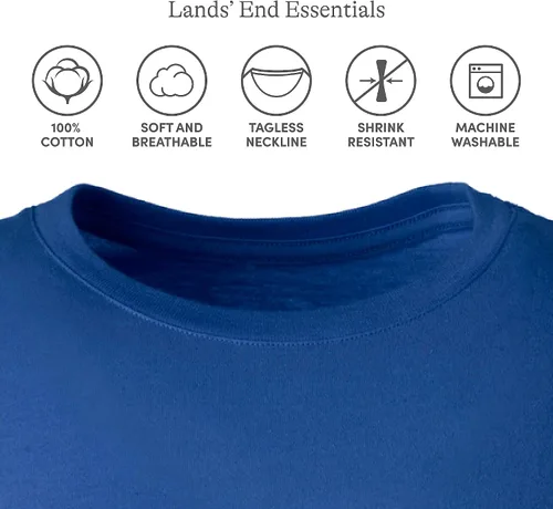 Vista 3 de Lands' End Essentials - Camiseta de algodón suave de manga corta para mujer, ajuste femenino a medida