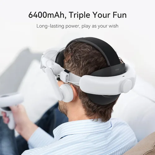 Vista 4 de KIWI design Comfort Battery Audio Head Strap 6400mAh y accesorios mejorados para controladores compatibles con Quest 2