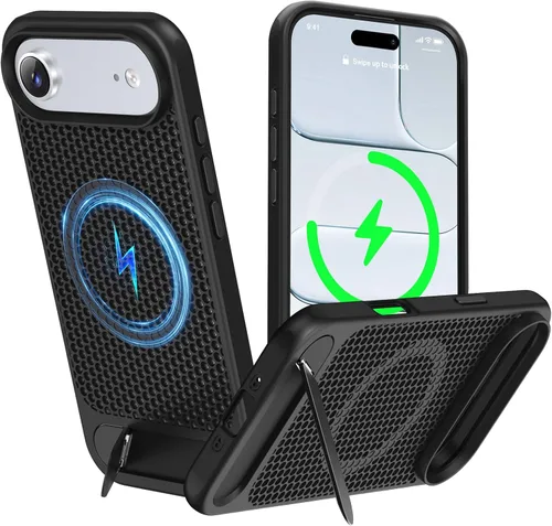 Vista 79 de Funda magnética de disipación de calor para iPhone 13 Pro Max, para MagSafe, protección contra caídas Coolingf, funda con función atril ajustable