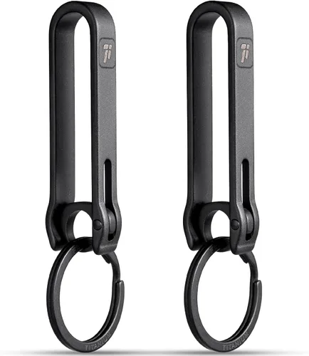 Vista 9 de FEGVE Titanium Key Belt Clip with 1.1″ Ti Key Ring, Rotary Anti-Slip Lock GR5 Titanium Alloy, Ultra-Light, Rustproof & Anti-Deform