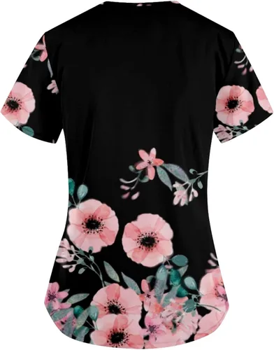 Vista 5 de Ropa quirúrgica para mujer, cómoda, ligera, duradera, suave, elástica, con cuello en V, camiseta médica