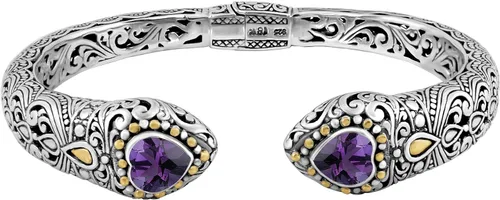 Vista 2 de DEVATA Pulsera de plata de ley 925 y oro de 18 quilates con piedras preciosas de filigrana Bali