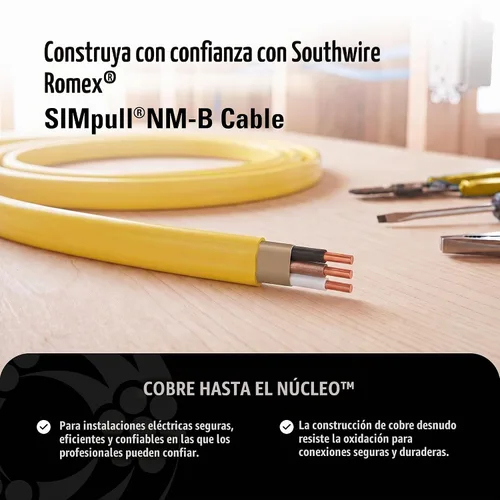 Vista 5 de Southwire Romex SIMpull 7.6 m 12/2 Sólido CU NM-B C/T Alambre, 28828221