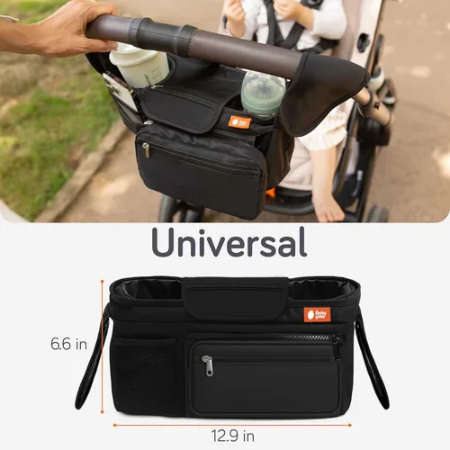 Vista 7 de Baby Uma Bolsa organizadora universal para cochecito: organizador de cochecito con soporte para tazas con aislamiento XL (2), soporte para teléfono