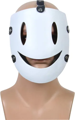 Vista 3 de EFORPT Mascarilla de francotirador invasión de gran altura Yuka Makoto Mascarilla Anime Tenkuu Shinpan Blanca Sonrisa Máscara para Halloween Cosplay