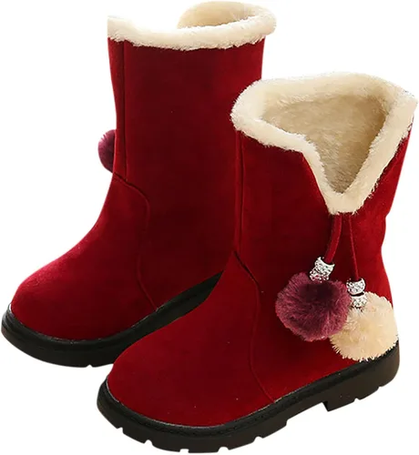 Vista 3 de Toddler Kids Snow Boots Booties Baby Girls Princess Shoes Non-Slip Girl's Fleece Lining Footwear Winter Warm Prewalker