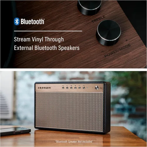 Vista 7 de Crosley CR7501A-CL Nocturne - Tocadiscos Bluetooth de 2 velocidades con altavoces estéreo a juego, color carbón