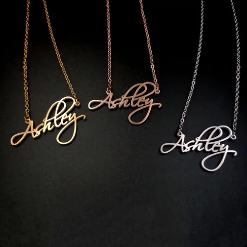Vista 7 de GXFCNNYY Collar con nombre personalizado chapado en oro de 18 quilates y plata, colgante grabado personalizado para mujer, regalo de joyería delicada