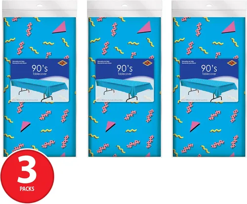Vista 6 de Beistle Mantel rectangular de plástico de 3 piezas para fiestas temáticas de los años 90