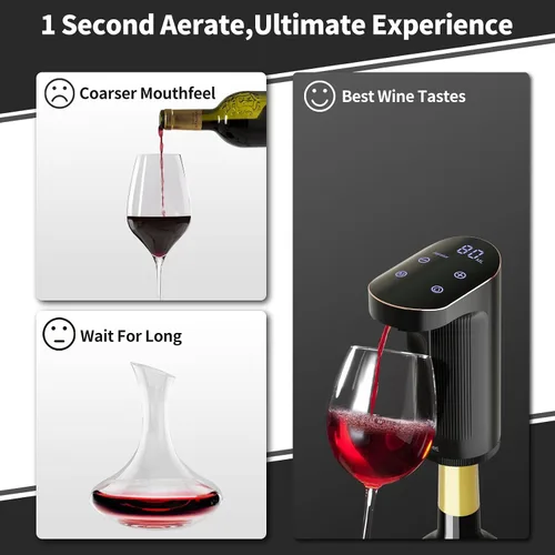 Vista 2 de JINJUNYE Dispensador de vino eléctrico, decantador de un solo toque, juego de dosificación de 0.0-33.8 fl oz, banco de energía y autolimpiante