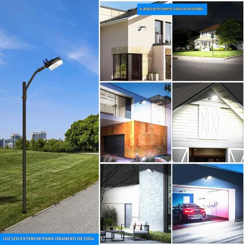 Vista 8 de ledmo Luz de Granero LED de 120W Luz del Atardecer al Amanecer con Ángulo Ajustable con Brazos de Montaje 18000LM Luz de Patio al Aire Libre
