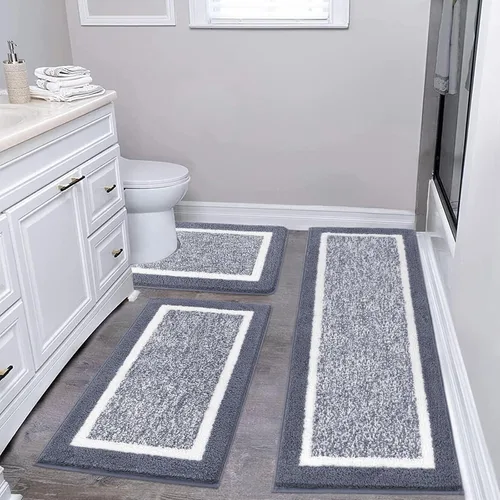 Vista 41 de Pauwer Juego de baño, alfombras de baño antideslizantes, alfombras de ducha absorbentes para suelo de baño, bañera y ducha, color azul aguamarina